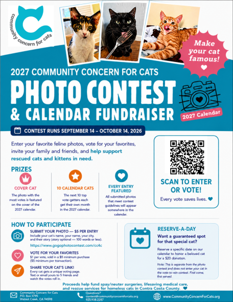 2027 CC4C Calendar Cat Photo Contest and Calendar Fundraiser